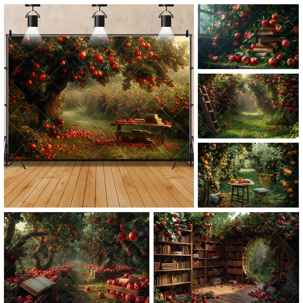 Autumn Fall Harvest Orchard Fruit Apple Book Kids Aldult Gifts Birthday Party Room Banner Backdrop Custom Decor Photo Background