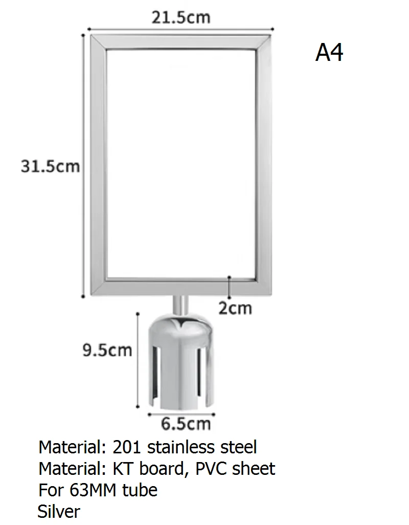 A4 A3 placard hotel fence isolation column one meter line bank queue concierge insert card advertising display