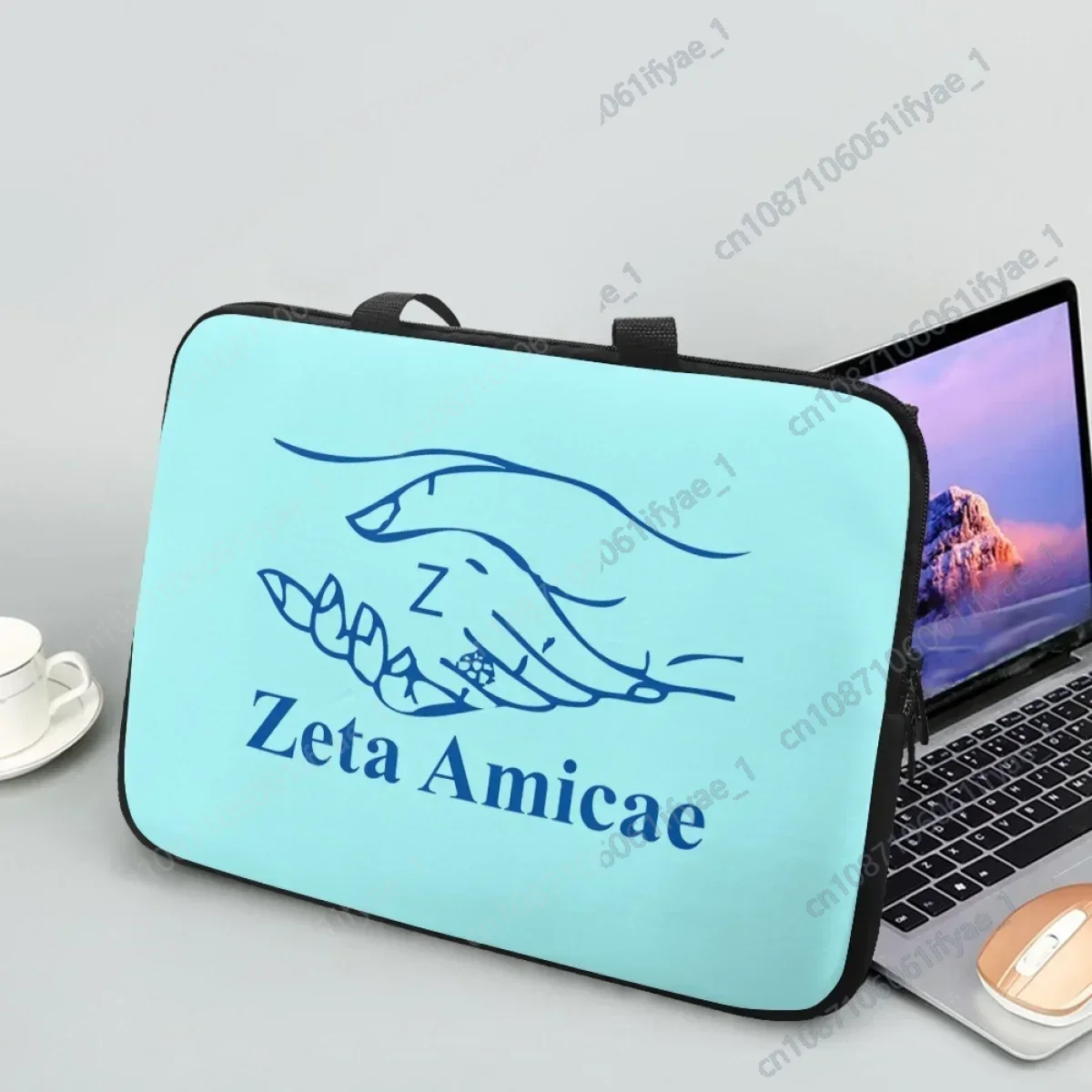 

Zeta Amicae Sorority Print Casual Portable Tablet Bag Friends of Zeta Pattern Fashion Laptop Sleeve Adult Commuter Shoulder Bag