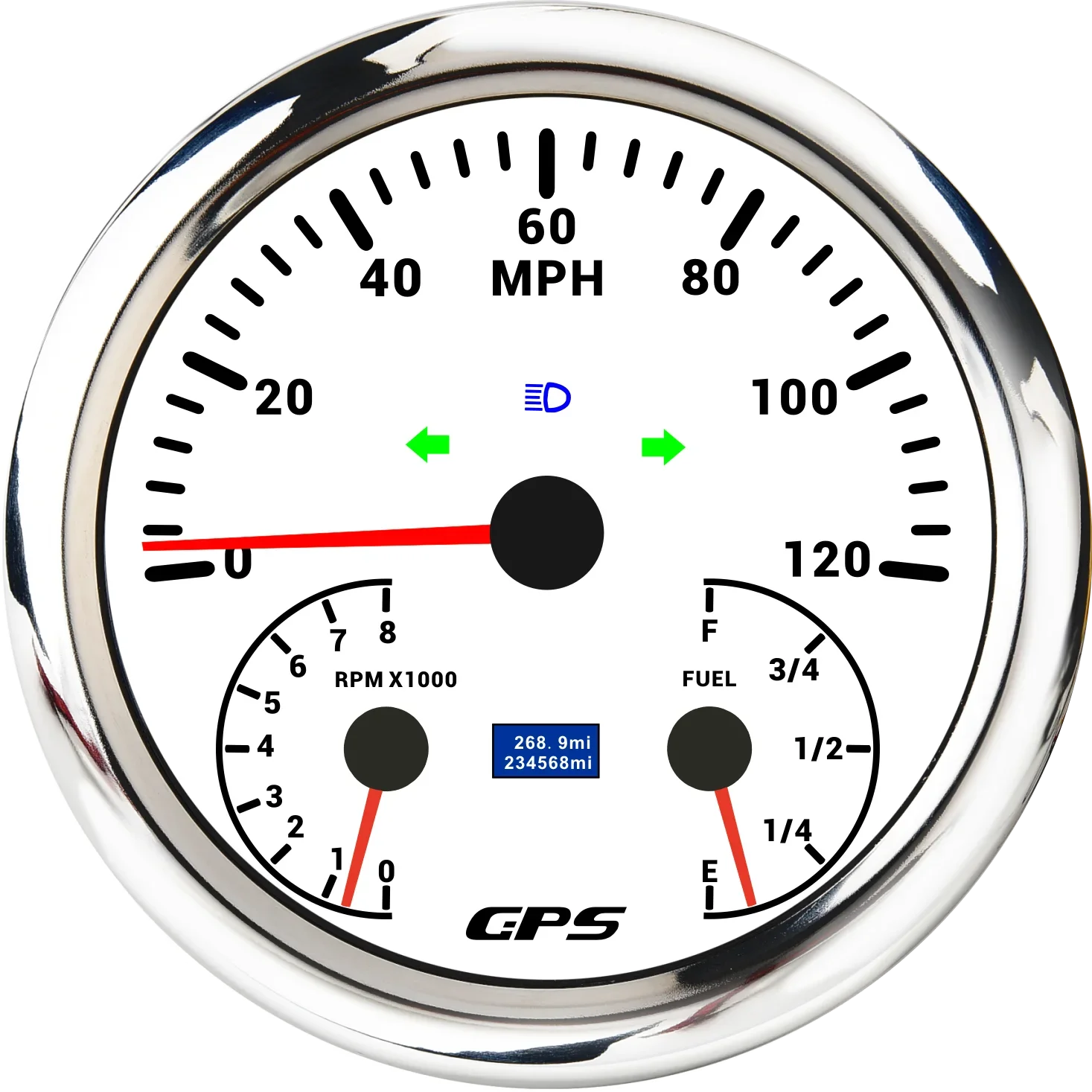 110mm 7-color Backlight Car Truck Boat Yacht GPS Speedometer with RPM Tachometer Fuel Level Gauge 12V24V Universal 3 In 1 Meter view 2