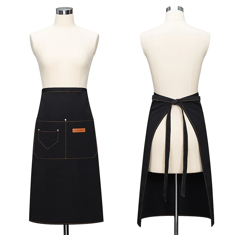 Personalized Server Apron With 2 Pockets Waist Apron Waterproof For Women Men Custom Logo Half Avental Restaurant Mandiles