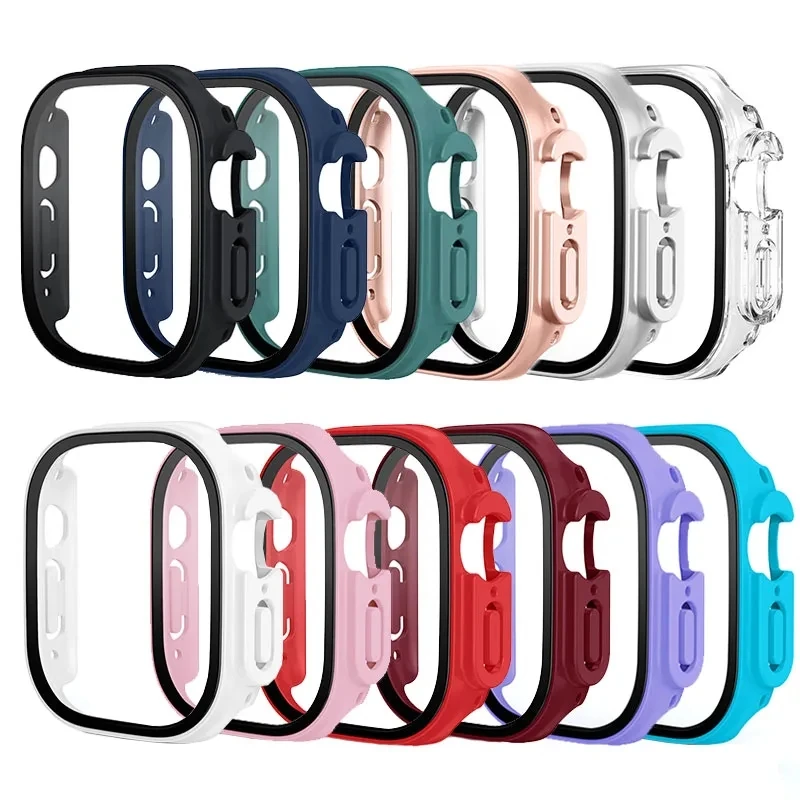 Glass+case For Apple Watch Ultra 1-2 49mm strap smartwatch PC Bumper+Screen Protector Tempered HD Cover iwatch band Accessories