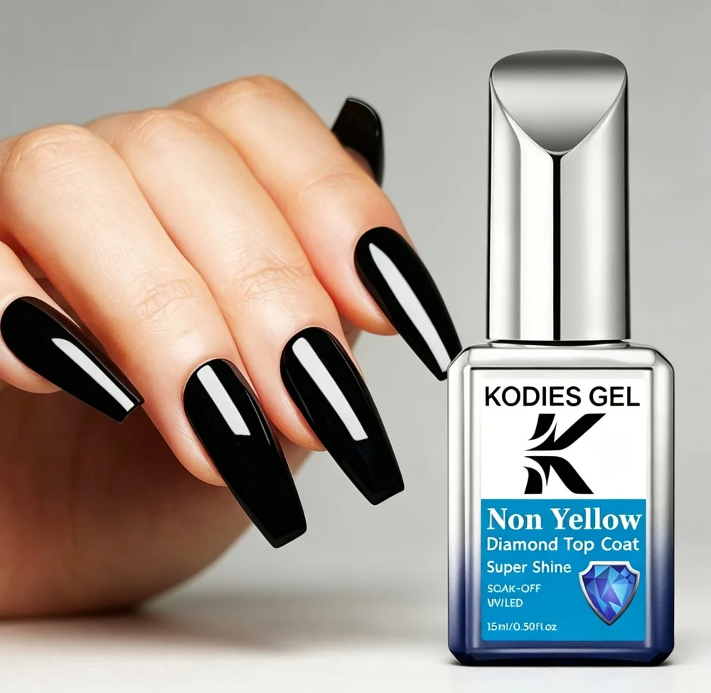 KODIES GEL Non Yellow Top Coat Gel Nail Polish Diamond Shine Topcoat Gel Finish Sealer Vernis Semi Permanent UV Resin Nail Art