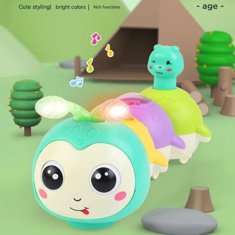 ของเล่นตัวหนอนคลานแบบโต้ตอบพร้อมเอฟเฟกต์เสียงหลายประสาทสัมผัสสำหรับพัฒนาการทางประสาทสัมผัสทางการได้ยินของเด็กวัยหัดเดิน A2UB