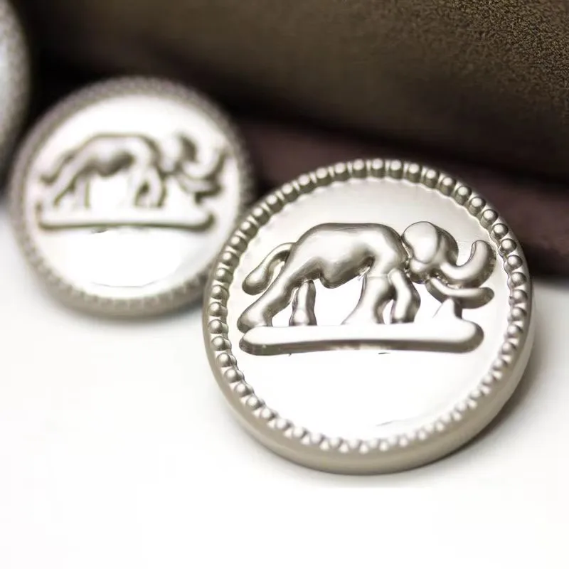 

Garment Shank Buttons Fog Silver Elephant Charm Metal Costume Sweater Round Button Fashion Accessories Quality High High-grade