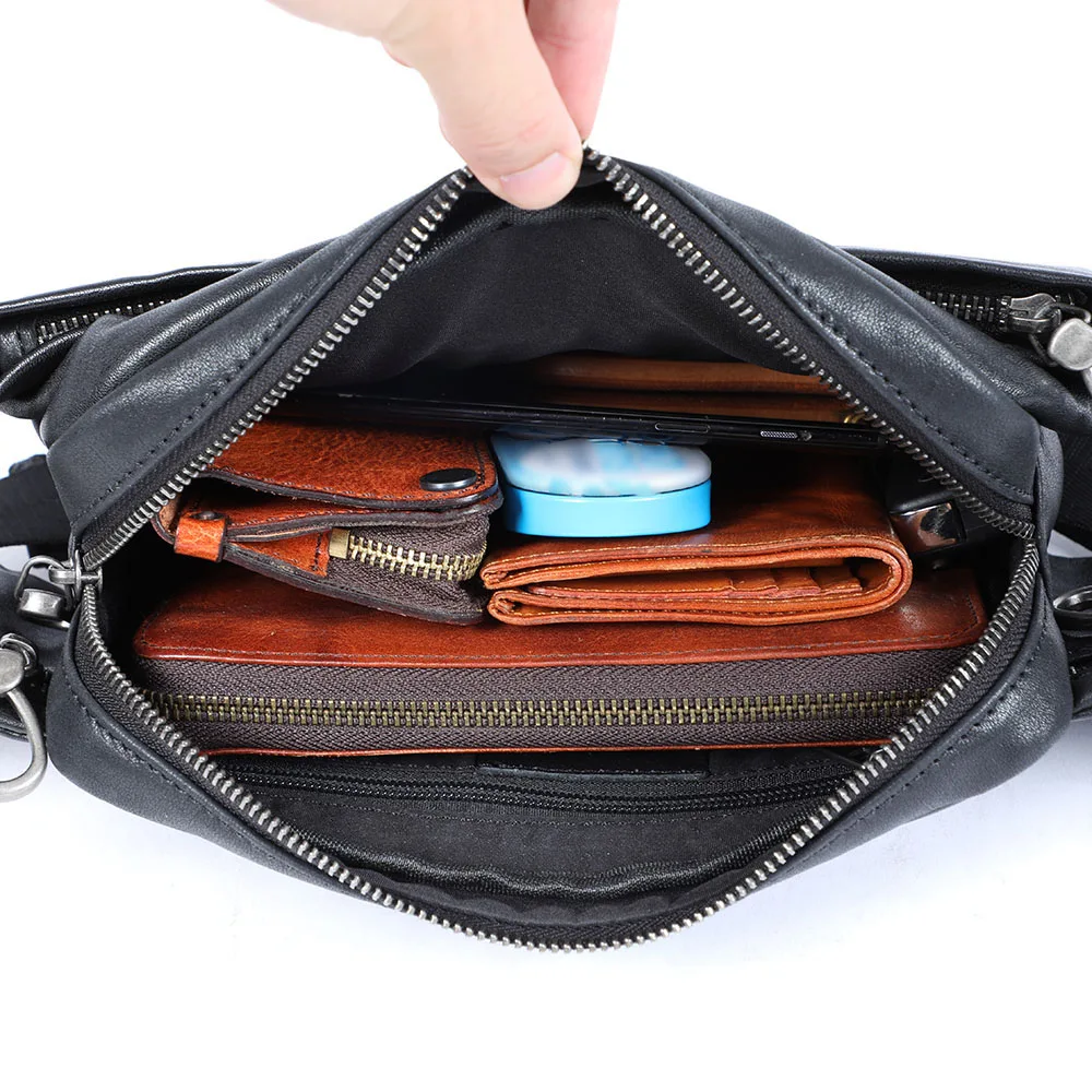 S.WORKER Premium Echtleder Herren-Brusttasche Modische Vollnarbenleder-Umhängetasche für Männer Schultertasche Sling Bag – Detail 24