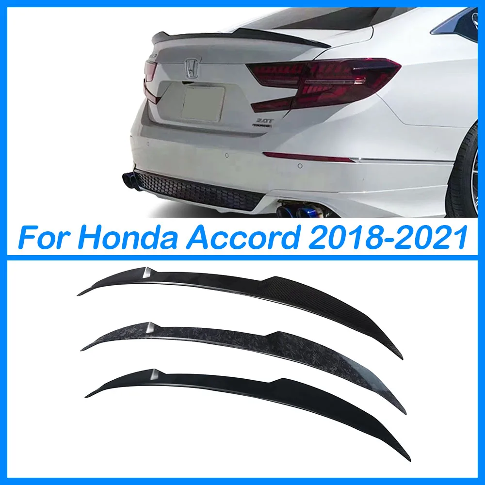 

Для Honda Accord 2018 2019 2020 + задний багажник задние крылья спойлер комплект кузова Аксессуары FRP Кованое покрытие глянцевое черное углеродное волокно