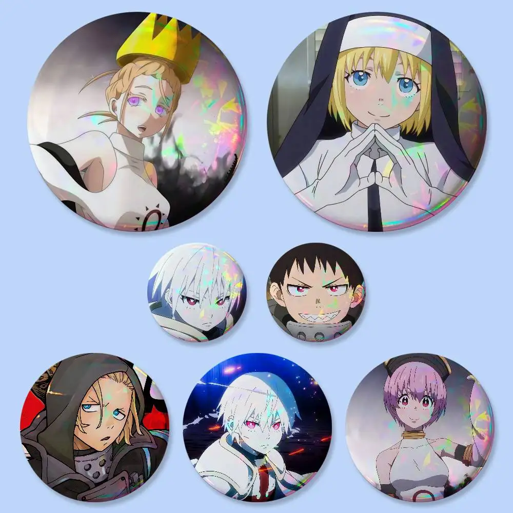 Fire Force Anime Badges Button Round Creative Pin Brooch Badge Bag Decor Accessories Fans Collect Friends Gifts