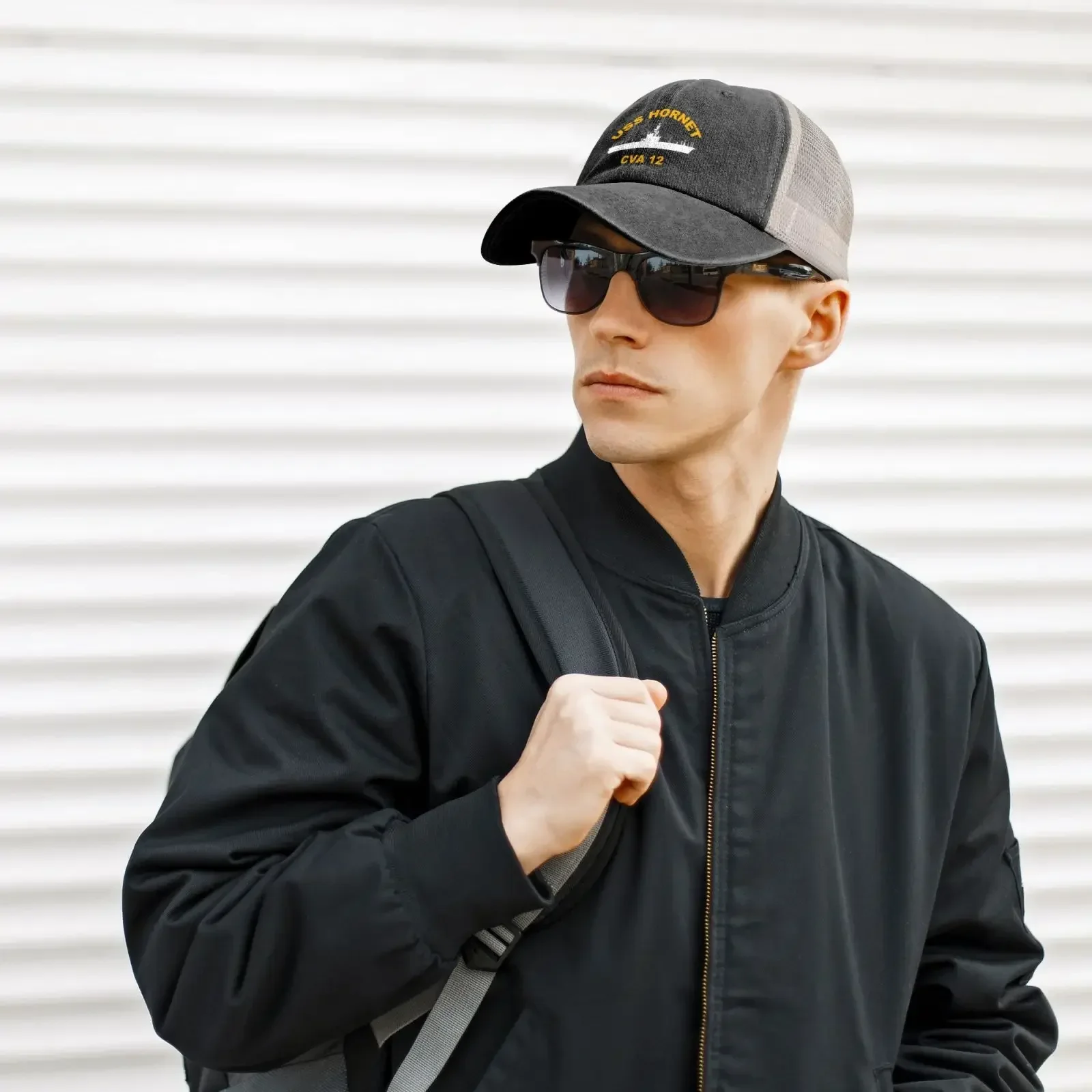 USS ホーネット Cv Cva Cvs-12 フラッグ ベースボールキャップ デニム帽子 カウボーイ ニット帽 漁師の帽子 コットンウォッシュ ベースボールキャップ メッシュバックキャップ