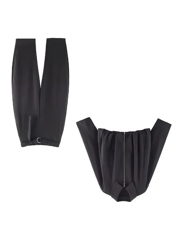 HH-Chaqueta Bomber de franela con solapa de Metal y bolsillo lateral para mujer, conjunto de dos piezas con cinturón y pantalones con cordón, decoración de primavera