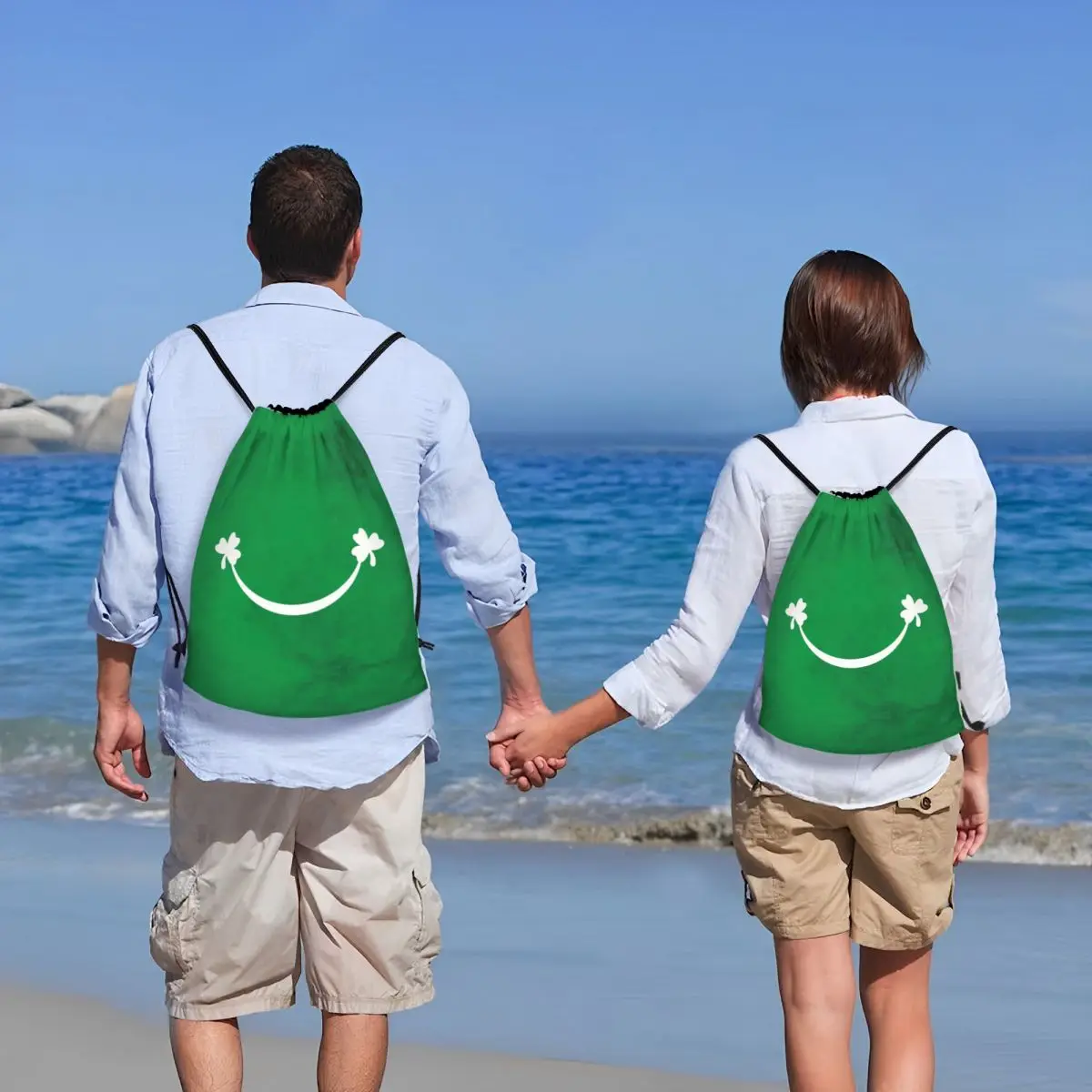 Schattige Shamrock Smile Trekkoord Rugzak Sport Gym Tas Voor Mannen Vrouwen Winkelen Sackpack