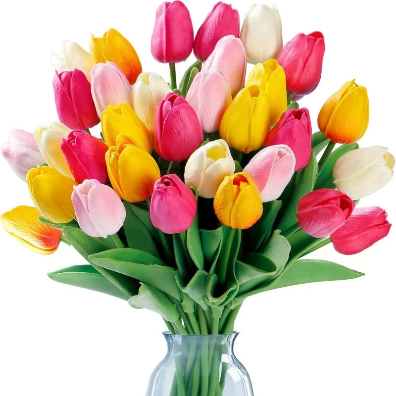

Artificial Fake Flower 10pcs PU Mini Tulip Fake Flowers Wedding Home Party Mother's Gift Day Decoration