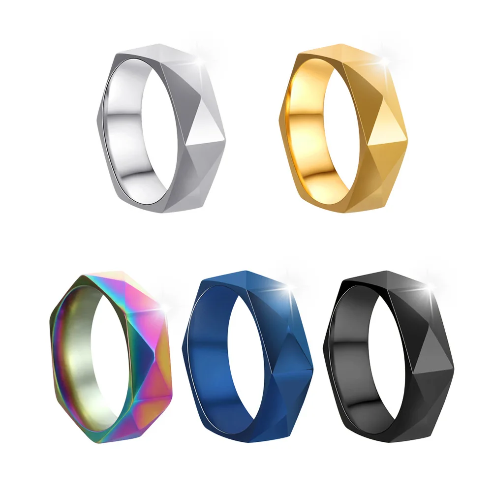 Stainless Steel Rings for Women 2024 Trend New Gold Plated Rhombic Section Women's Ring Elegant Smooth Finger Ring Woman Jewelry