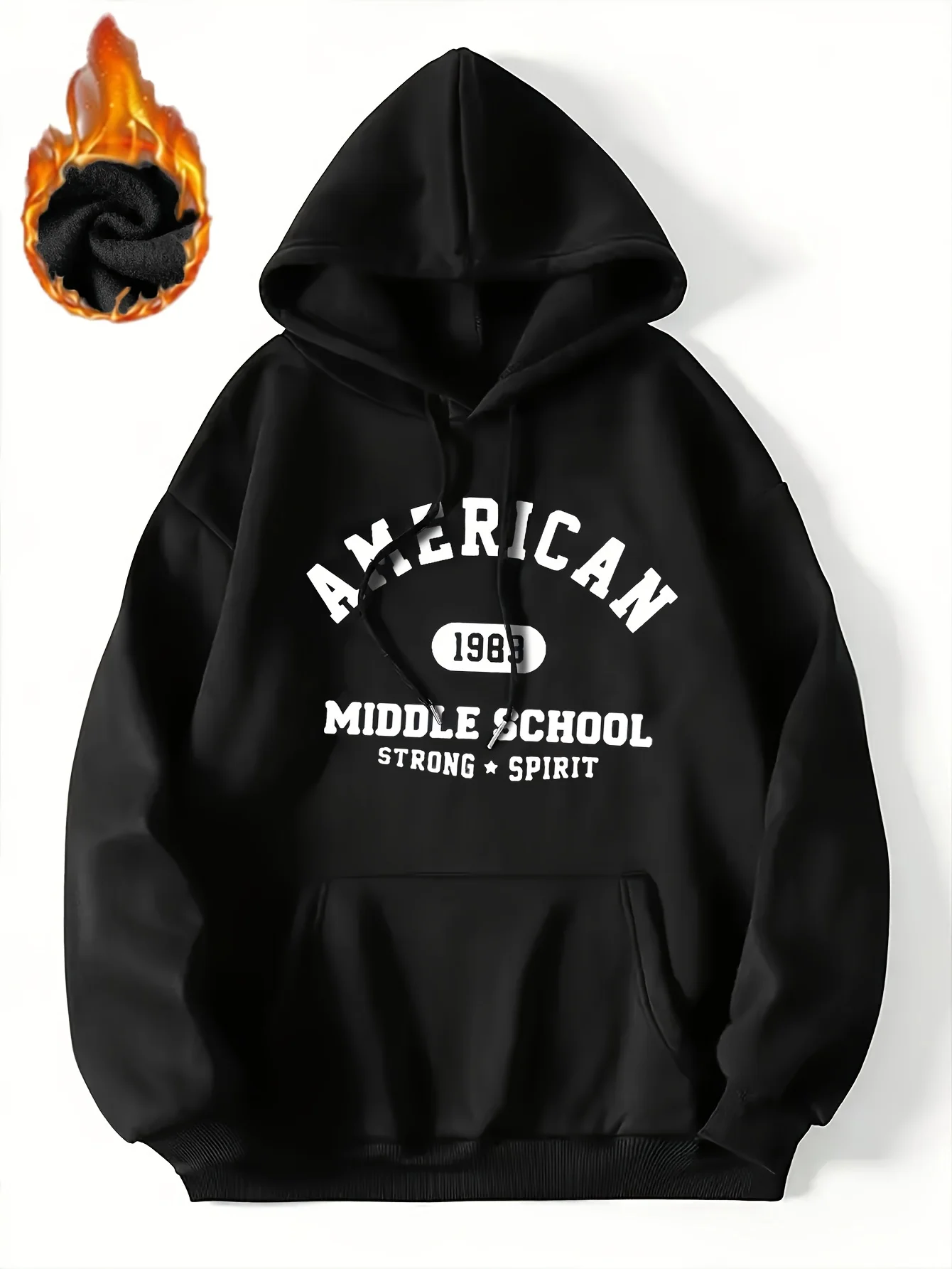 

Женская утолщенная толстовка с буквенным принтом, повседневная осенне-зимняя толстовка с карманом-кенгуру и веревкой, модель