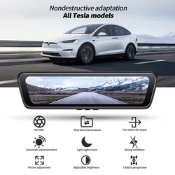 2.0 Car Streaming Media Electronic Rearview Mirror Rear Camera Recorders For Tesla Model 3 Model Y memory function Accessories