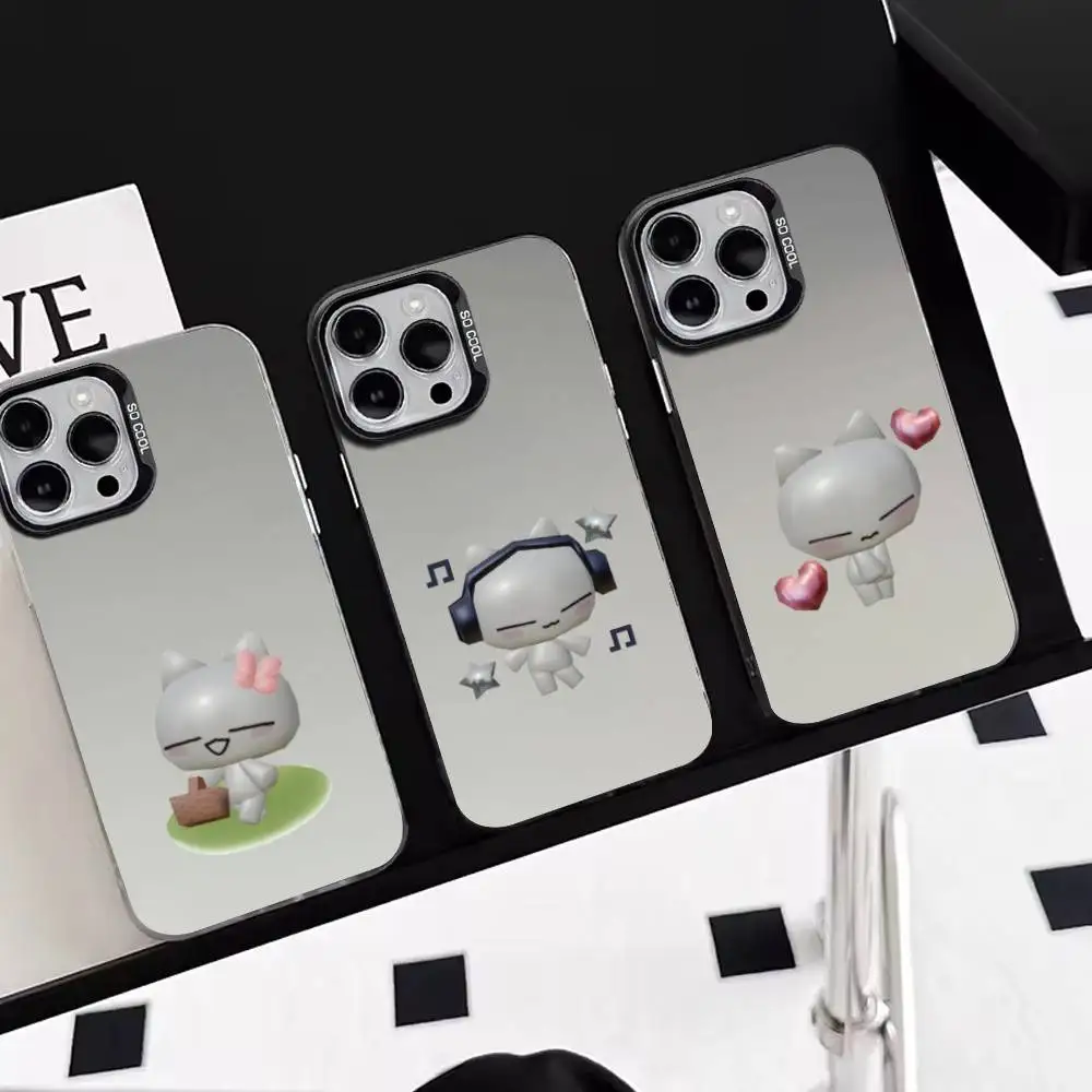 

Cute Music cat PNG Phone Case For iPhone 17,16,15,14,13,12,11 Plus,Pro Max,XS,Colorful Silver Phone case Funda Cover