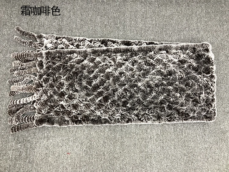 190*36cm Winter Gestrickte Echt Rex Kaninchen Fell Schal mit Tasche Breite Frauen Natürliche Kaninchen Fell Quaste Schal warm Langen Fell Schals – Detail 10