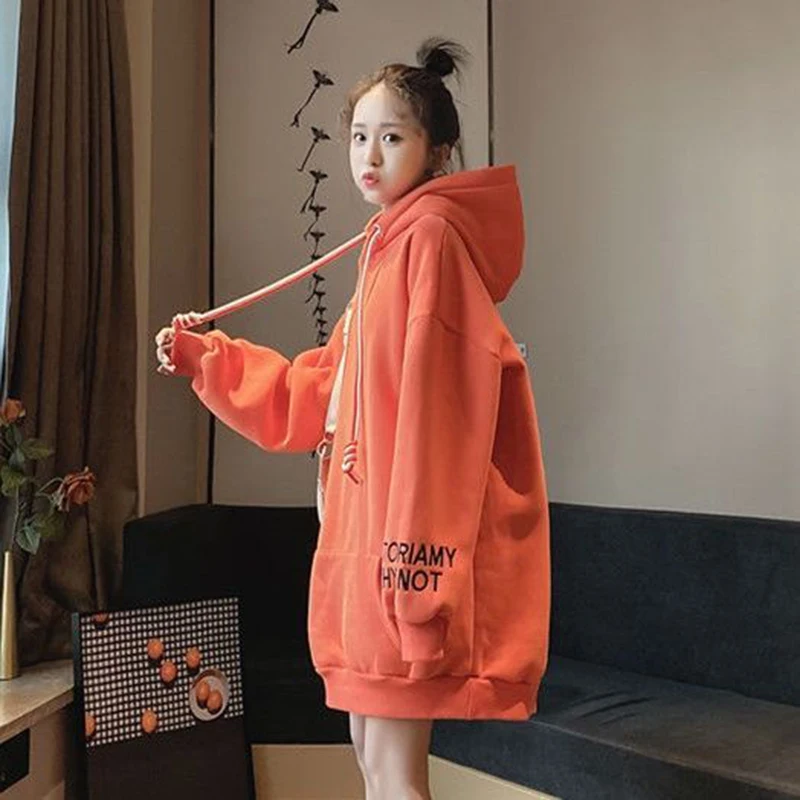 Women`s Hooded Hoodie Y2k Sweatshirts Retro Krean Style Casual Outwear Hoodies Street Clothes Loose Oversized Ladies Tops Jacket