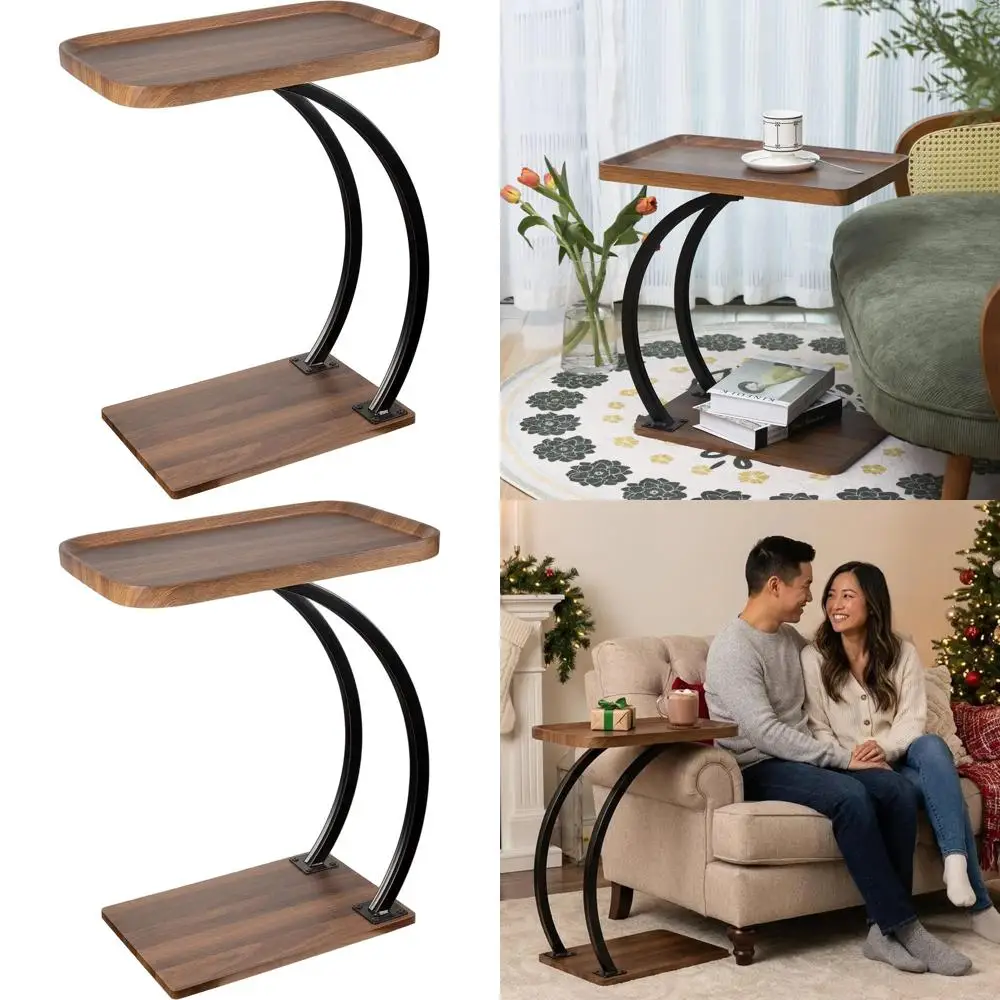 

Прочный двухуровневый деревянный поднос для телевизора с большой столешницей для дивана или дивана, простая сборка