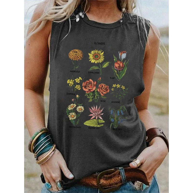 Summer Flower Floral Tank Tops 3D Print Women Streetwear Y2k Oversized Beach Vest Off Shoulder Sleeveless Woman Girls Camisole image 6