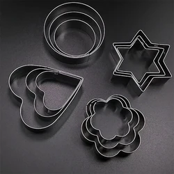 Metal Mini Cookie Cutter Geometric Forms for Cookies 3 Pcs Set Easy Press Pastry Fondant Biscuit Baking Mold for Candy Cookie