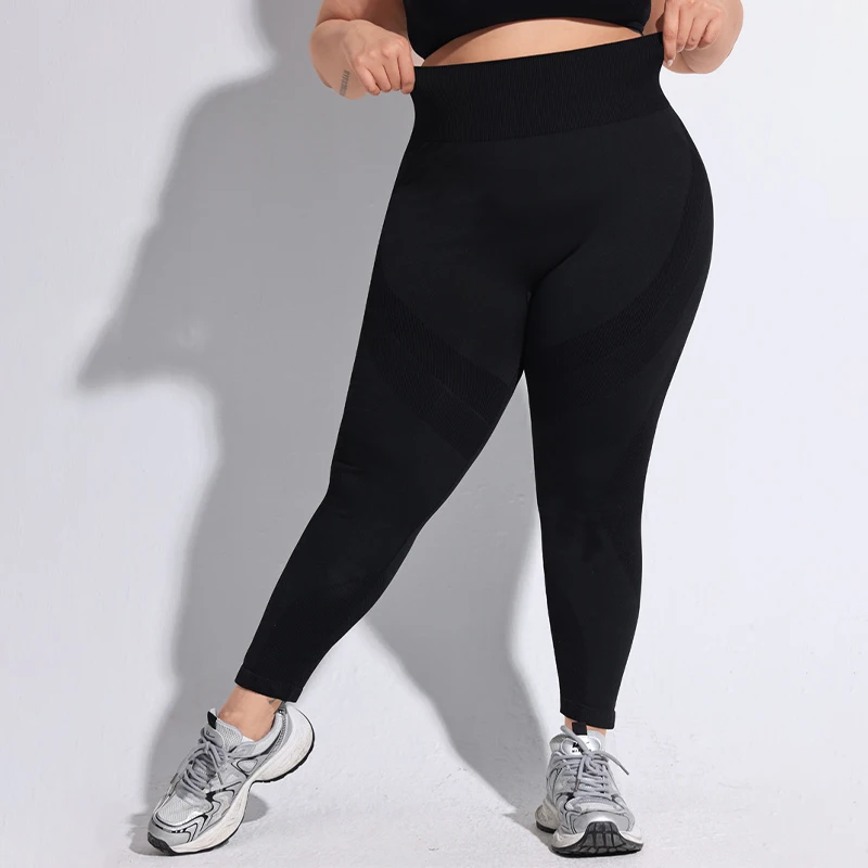 ​ ​ 2025 PLUS ขนาดเอวสูงกางเกงโยคะผู้หญิงสีบล็อก BUTT Lifting ไม่มีรอยต่อความยาวเต็ม Contrast ออกกําลังกายแฟชั่น Leggings