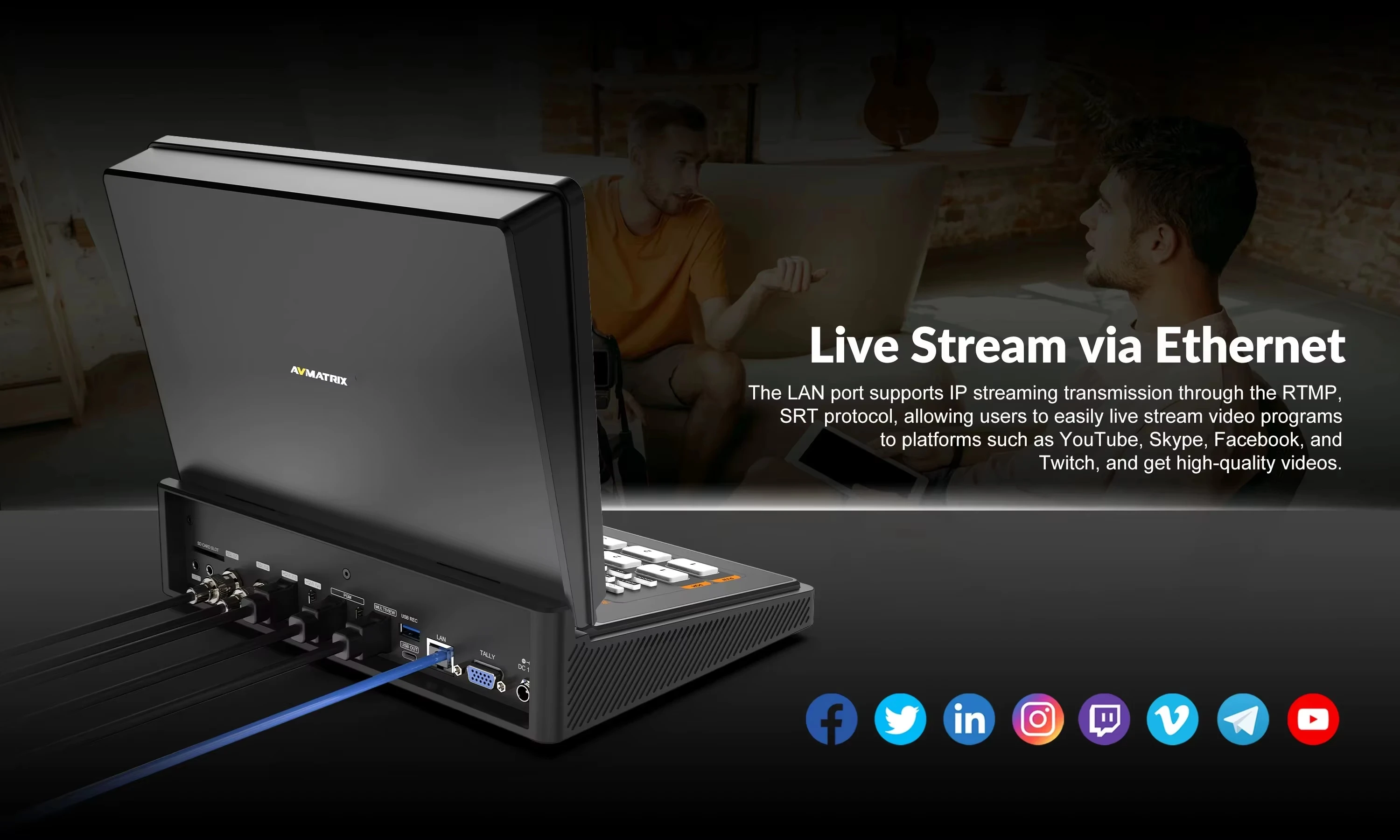 AVMATRIX Shark S4 / S4 Plus Shark H4 / H4 Plus / S6 4-CH SDI/HDMI-compatible Streaming Video Switcher 10.1 inch FHD IPS