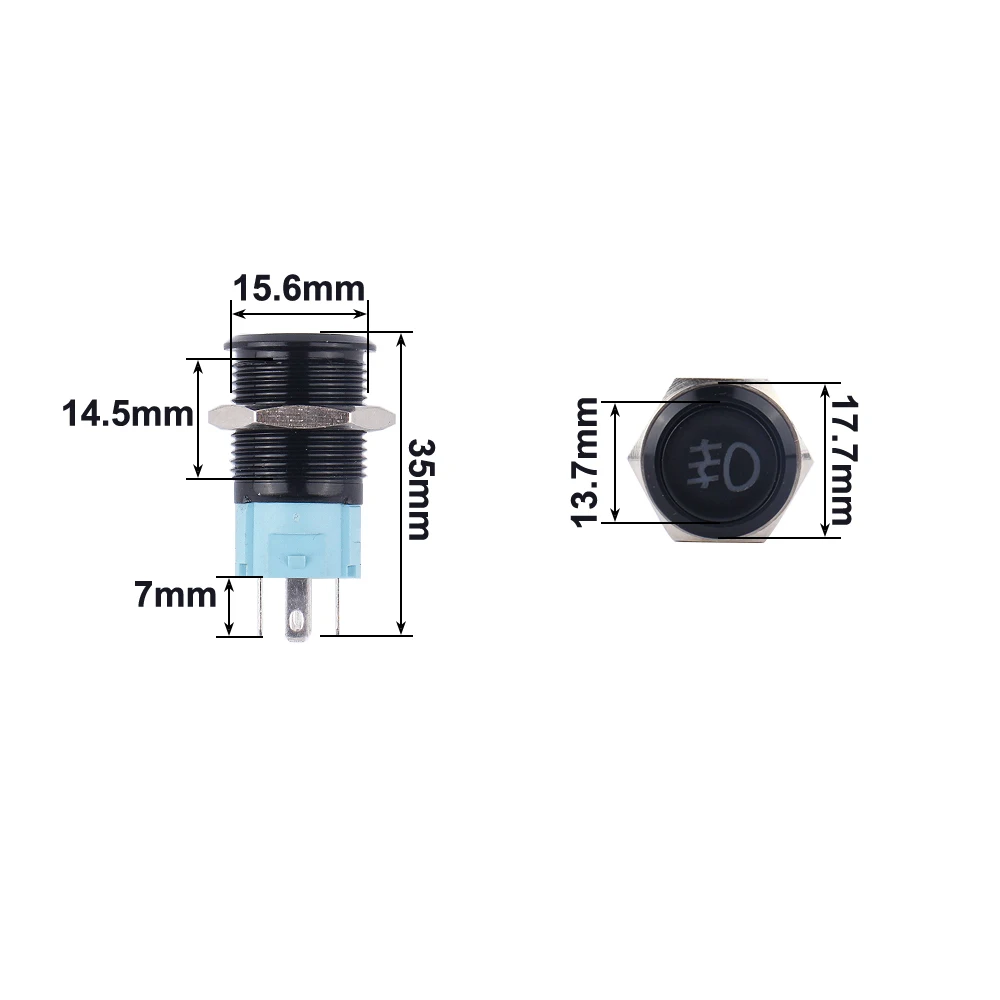 Fog lamp LED Momentary Fixation locking waterproof 16mm 19mm Metal Push Button Switch 3V 5V 12V 24V 220V symbol customized