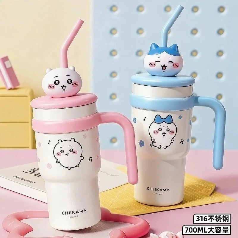Kawaii Chiikawa Figures Insulated Tumbler Ice Cup Water Bottle Portable for School Office Travel Camping Home Use Birthday Gift
