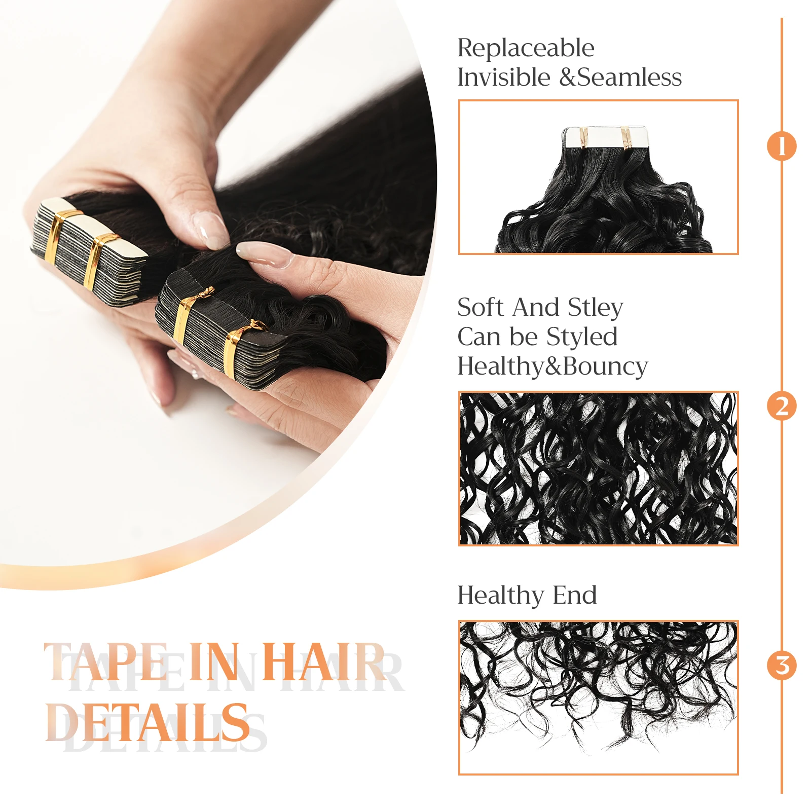 12A شريط ماء في الشعر التمديد شعر الإنسان غريب مستقيم ريمي الشعر البشري 20 قطعة شعر مستعار بشري طبيعي الشريط في التمديد #2