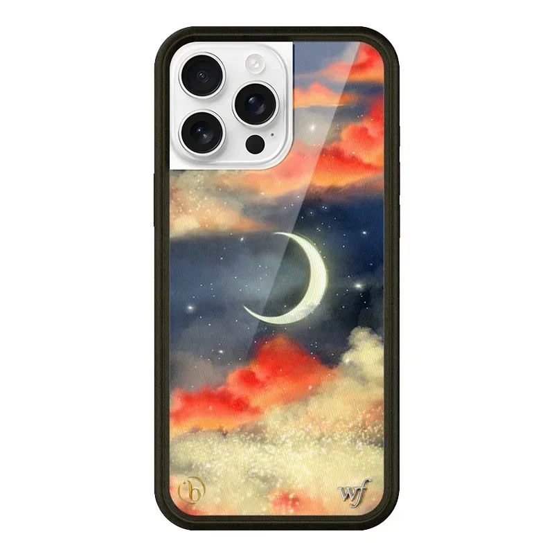 

Wildflower INS Orebellas Moon Phone case For iPhone 16 17 12 13 14 15 Pro Max Sunset Cloud crescent moon wf shockproof Cover ﻿