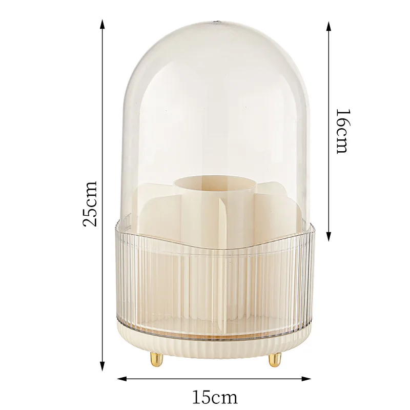 Rotating Cosmetic Brush Storage Bucket Dustproof And Moisture-proof  Pen Holder Grid Pen Bucket Shelf Split Design Storage Box