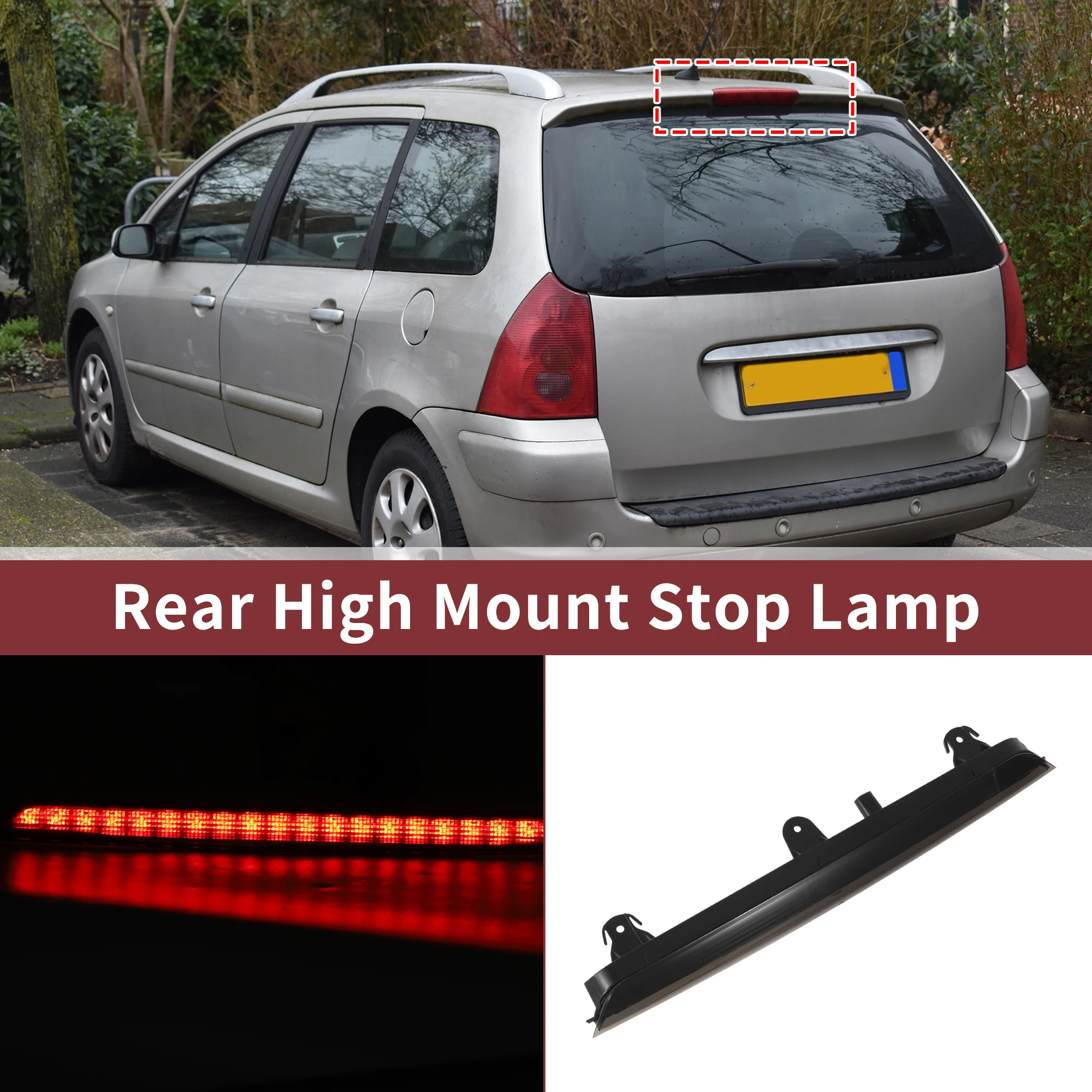 

UXCELL LED Third Brake Light for Audi Q7 4L 2007-2016 No.4L0945097 Black 3rd High Mounted Stop Lamp ABS Waterproof Rear Center H