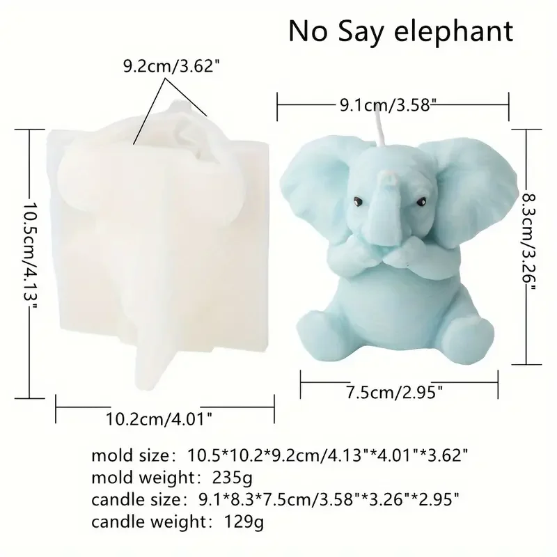 الفيل سيليكون قالب شمع لتقوم بها بنفسك لا انظر سماع لا يتحدث أشكال الفيل الشموع الجبس الحيوان تحت عنوان ديكور المنزل