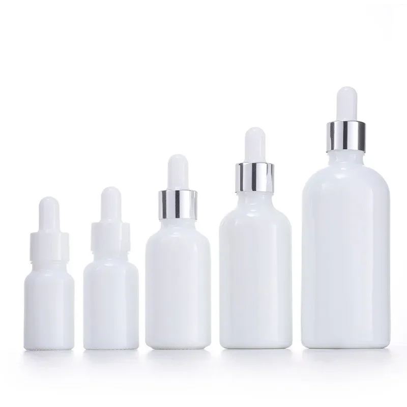 5ml 10ml 20ml 30ml 50ml 100ml Refined Oil Bottle White Porcelain Glass Glue Head Dropper Essence Bottle Wood Grain Lid Bottle