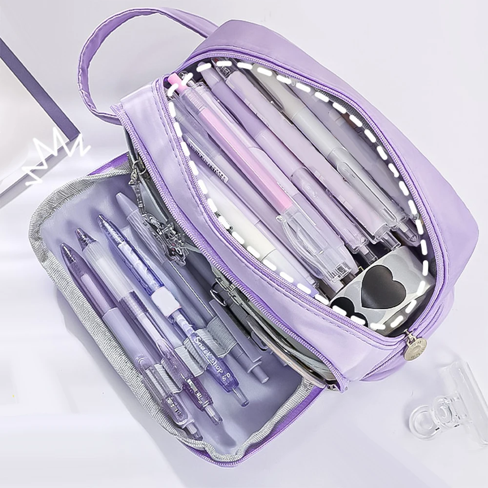 Dopamine Student Large Capacity Multi functional Pen Case Pen Bag Macaron Colored Cute Pen Case Storage Bag