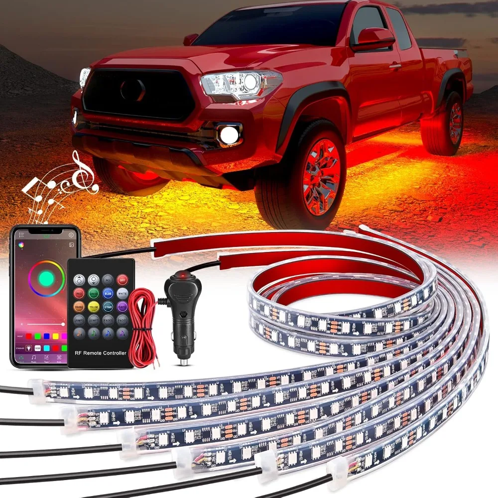 

Nilight 6Pcs Car Underglow Neon Accent Strip Lights Wireless App & Remote Dual Control DIY Sound Active Function Music Mode