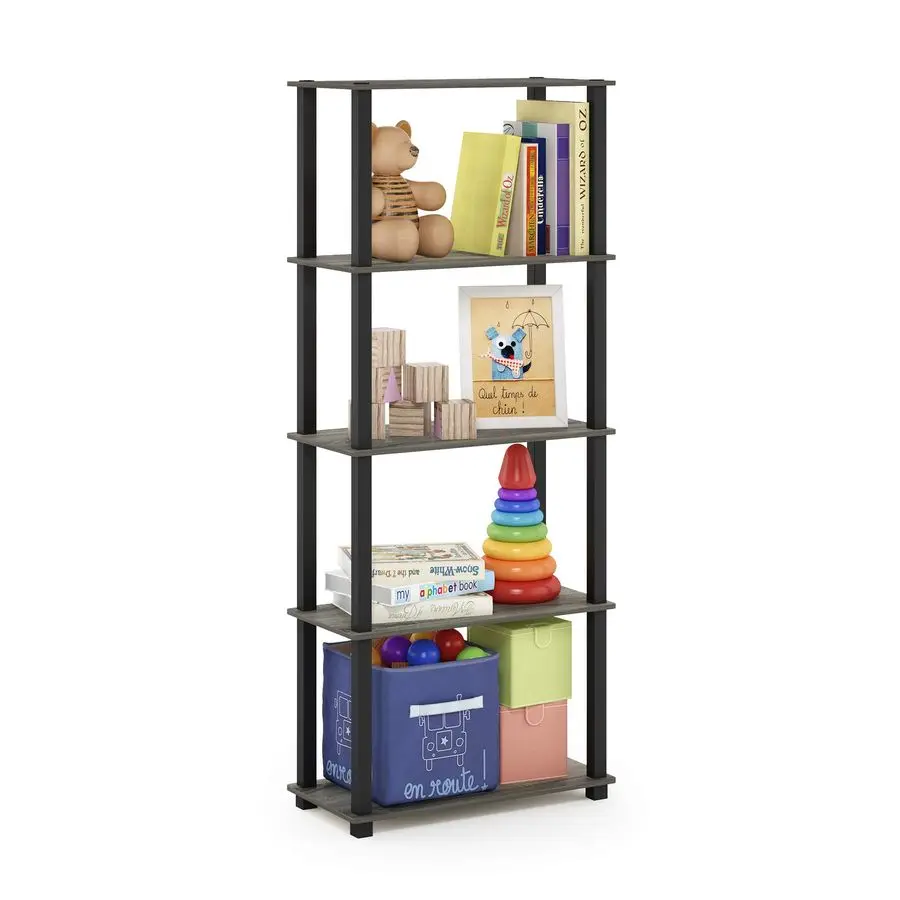 

TURNSTUBE Book Shelf, 5Tier Toolless Storage Shelves with Square Tubes, Shelving Unit for Organization and Storage for Living Ro