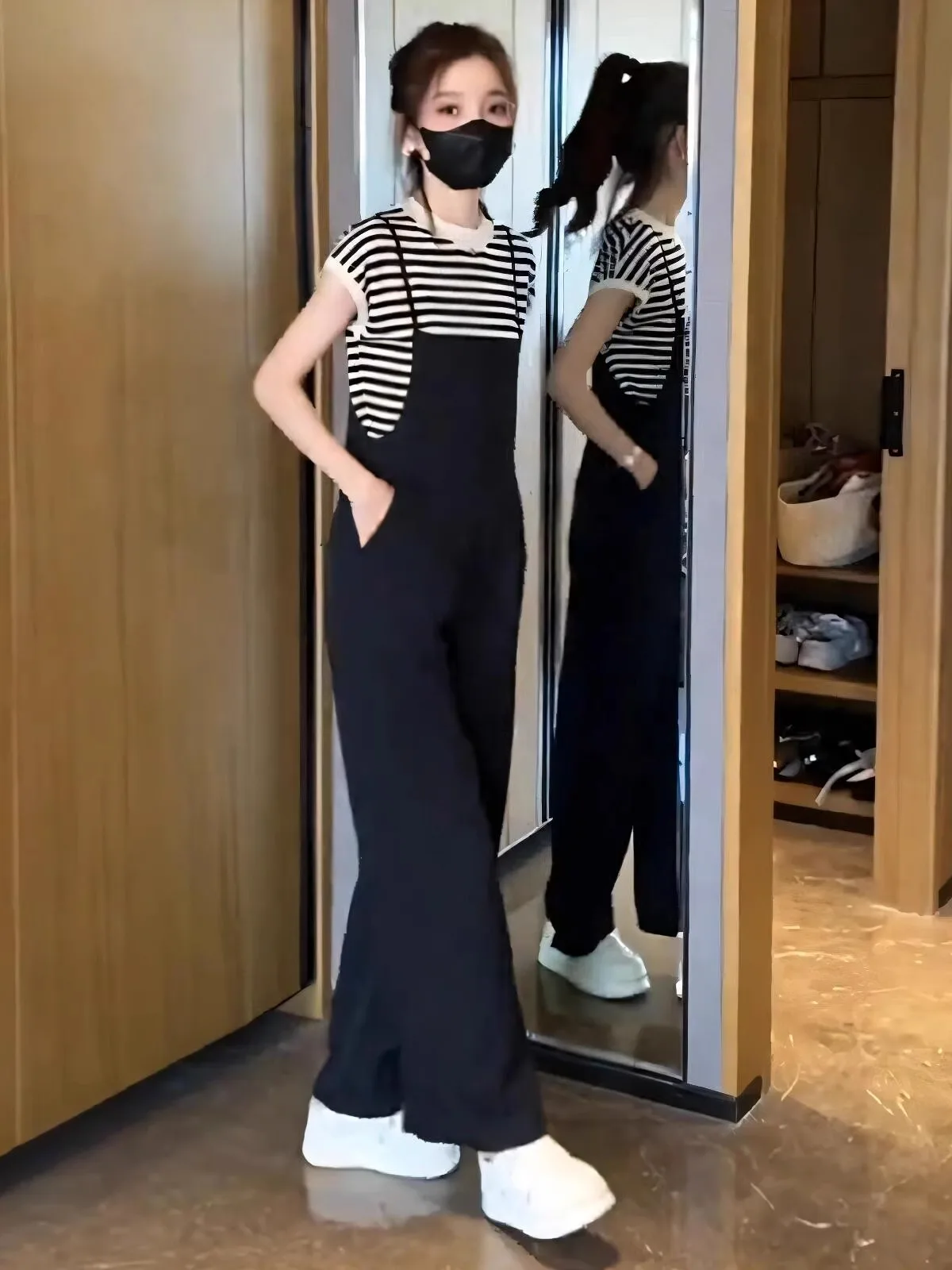 

Повседневный комплект комбинезонов, женский свободный утягивающий летний новый костюм из двух предметов ort Sve round Ne Long Pants Faionable Ens...