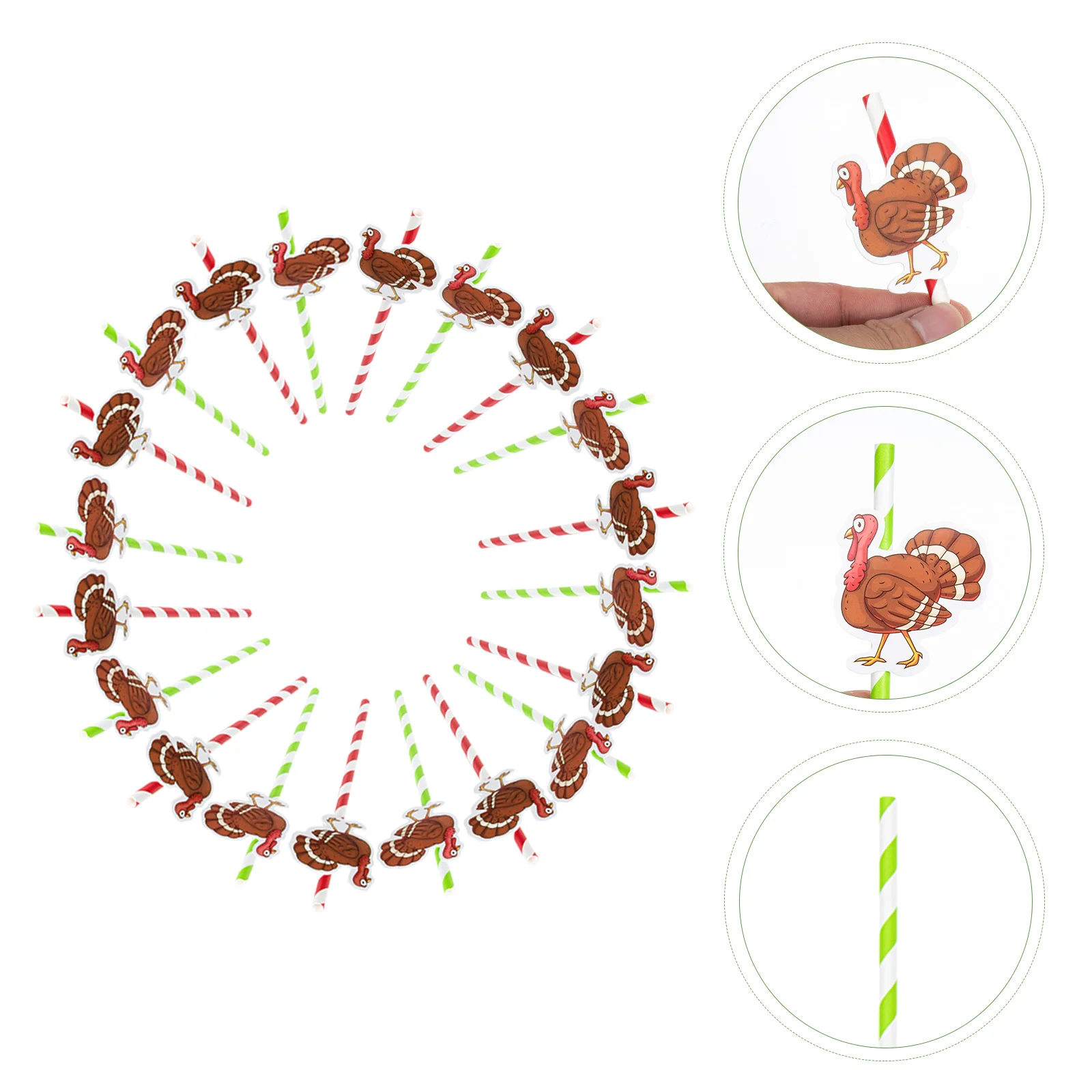 

100Pcs Paper Straws Thanksgiving Party Supplies Decorative Disposable Beverage Straws Milk Tea Juice Coffee Shop Bar