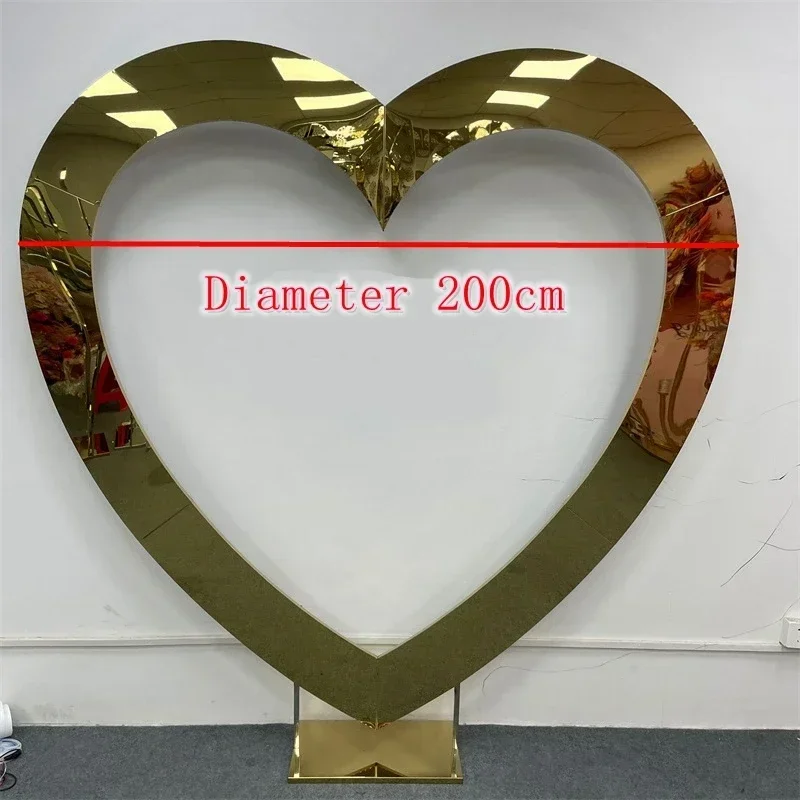 Arco de acero inoxidable en forma de corazón plateado, accesorio de boda, fondo de escenario para fiesta, pantalla, decoración del área de bienvenida, 1 piezas, nuevo