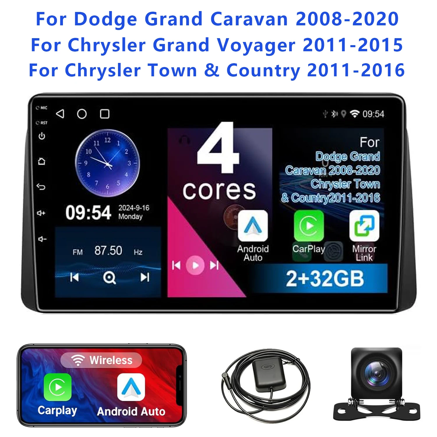 For Dodge Grand Caravan 2008-2020 Android Touch Screen Car Radio WiFi GPS Navigation Auto Carplay Multimedia Player Head Unit