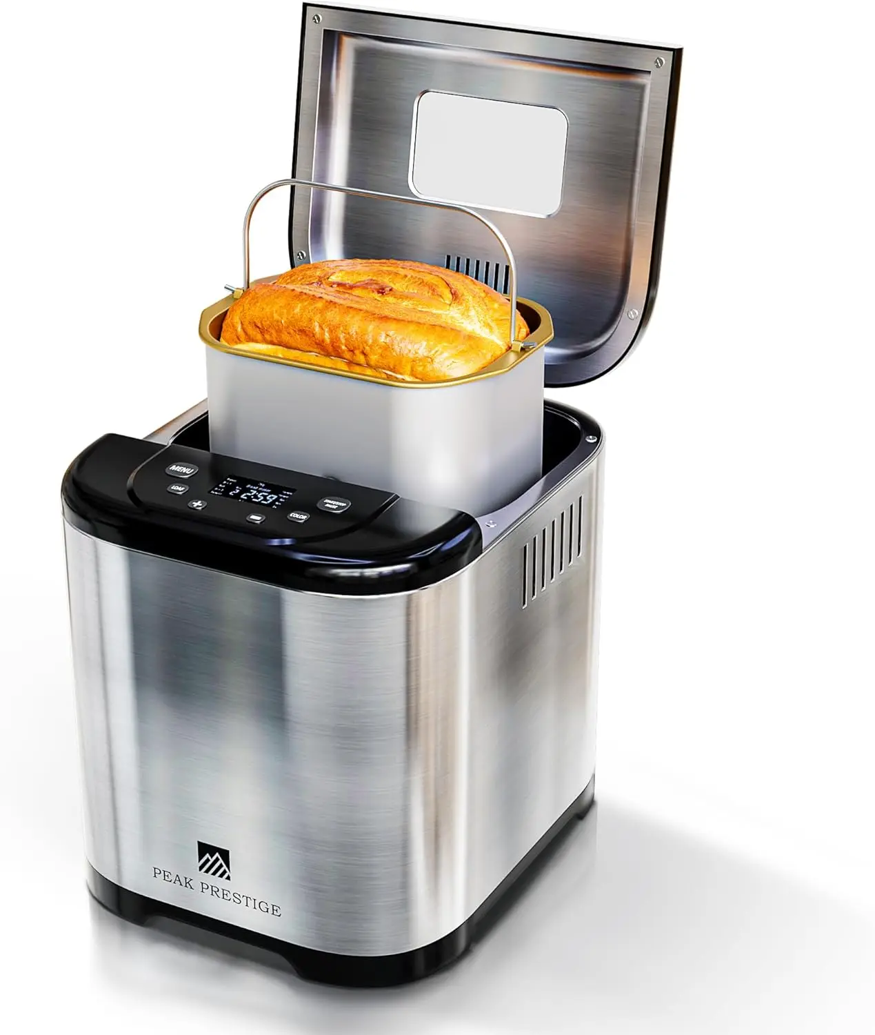 Maker Machine - 15 Customizable Programs, 3 Crust Colors & Up to 2lb Loaves, Stainless Steel Automatic Bread Machine with Dough