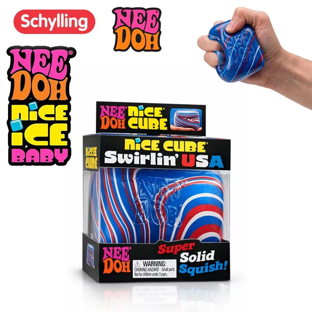 NeeDoh Swirlin USA Limited Sensory Squish Unique Swirling Sensory Stress Relief Squeeze Cube Anti-Anxiety Fidget for Focus ADHD