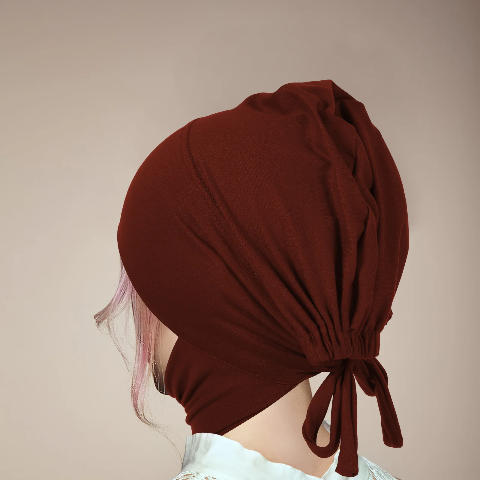 

Эластичная шапочка-хиджаб из молочного шелка, мягкая, тянущаяся, для мусульманок, тюрбан, полностью закрывающий шею, удобный исламский головной убор, женский тюрбан