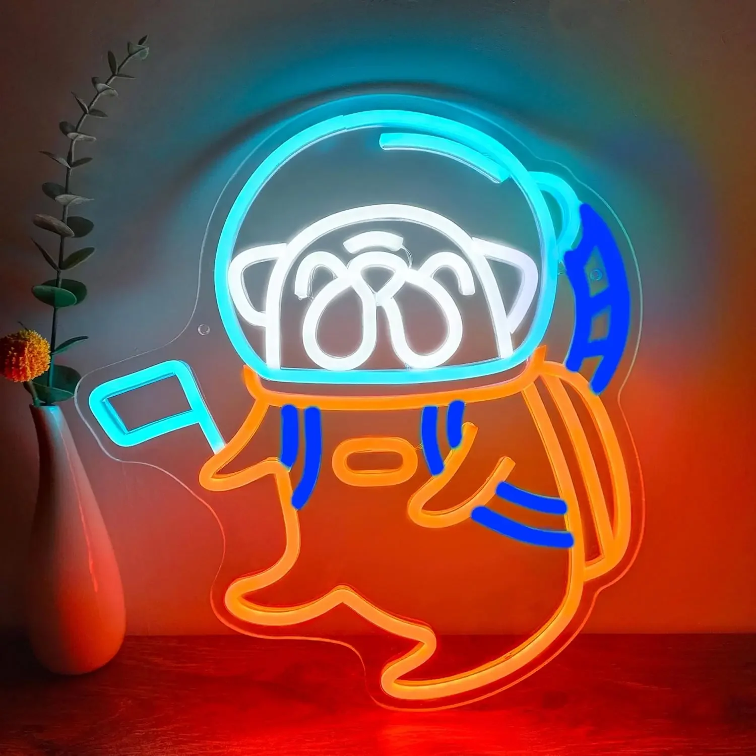 

Cute Astronaut Dog Neon Sign for Wall Decor USB Powered LED Neon Lights for Bedroom Home Game Room Man Cave Party Gifts for Kid