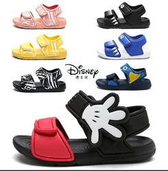 Disney 2021 Summer Plastic Baby Soft Bottom Mickey Mouse Sandals 4-12 Years Old Boys and Girls Beach Shoes Striped Color