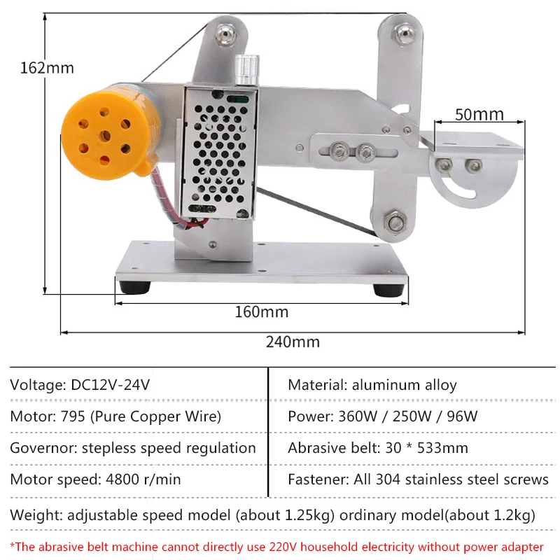 Multifunction Abrasive Belt Machine Speed Regulation Angle Adjustment Small Knife Grinder Cutting Edge Fixed Angle Grinding