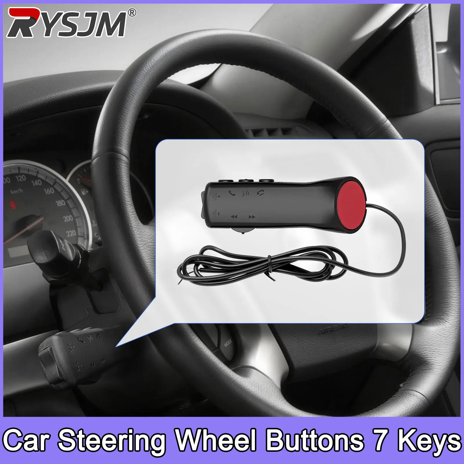 Car Steering Wheel Buttons 7 Keys Button Universal Steering Wheel Button Remote Control MP3 MP5 Controller for Car Radio
