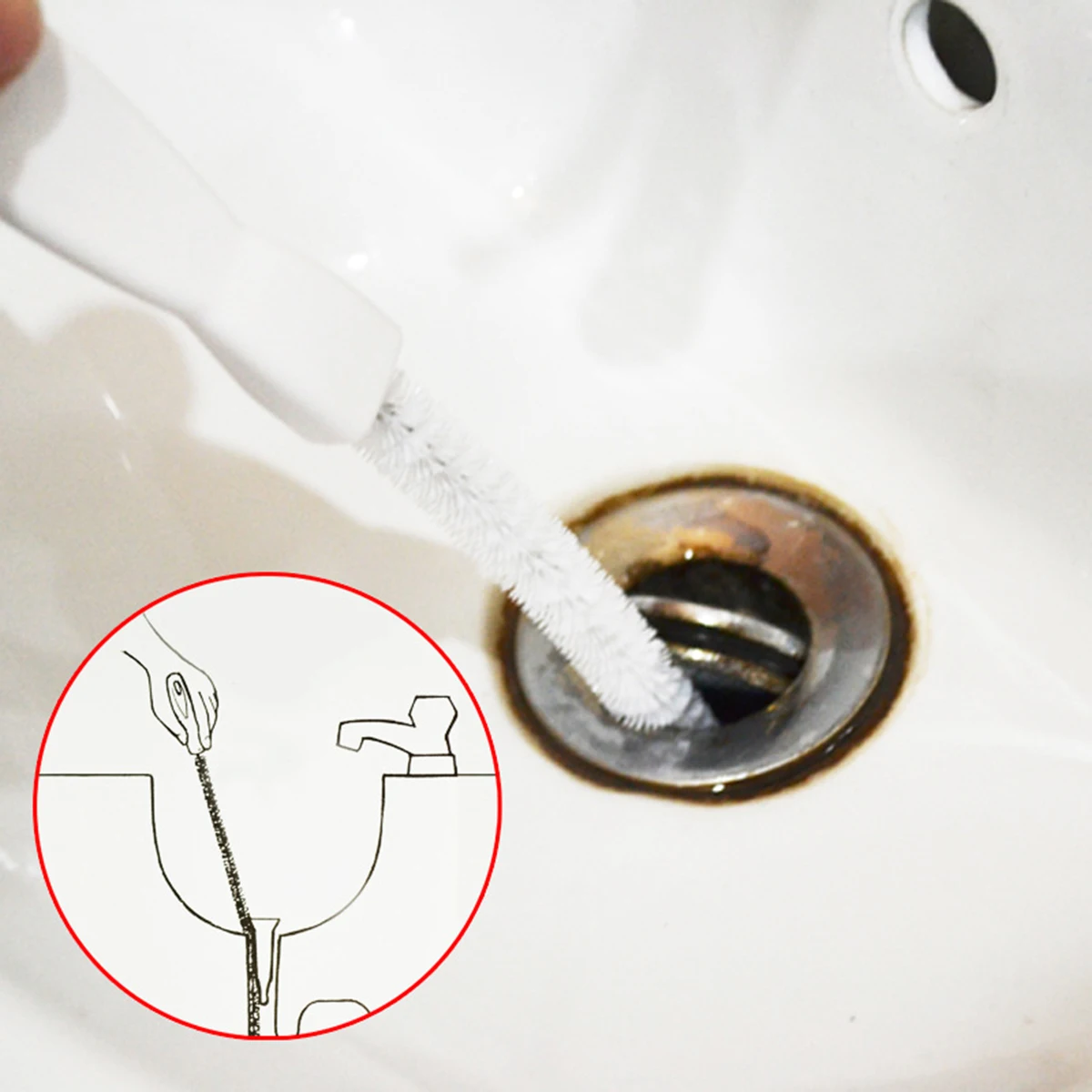 

2pcs Flexible Sink Drain Cleaning Brush Sewer Spiral Hair Debris Remover Bathroom Kitchen Tub Pipe Drain